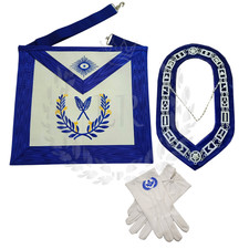 Masonic Regalia Blue Lodge Secretary Faux Leather Apron Set Embroidered