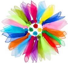 Colovis 36 Pcs Square Dance Scarves, Juggling Scarf Props Magic Trick Silk Sc...