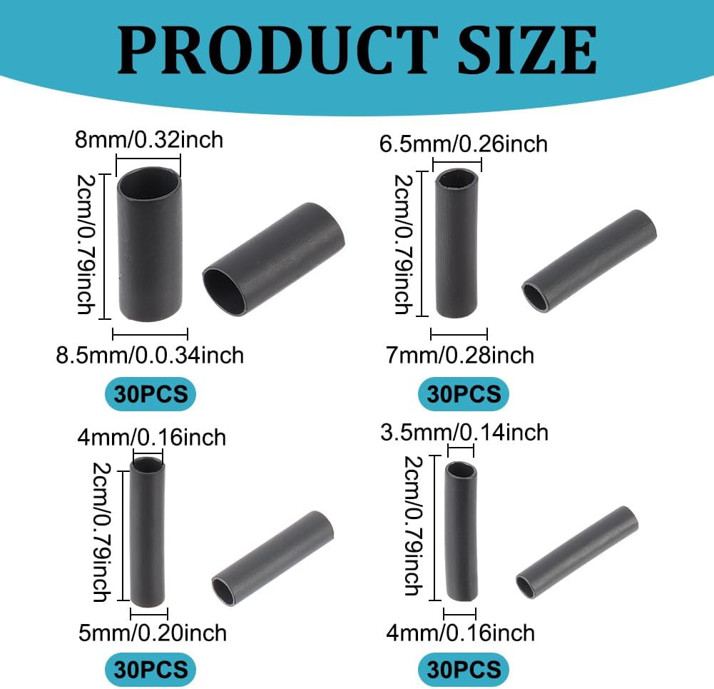 120 Pcs Pastic Shoelace Tips, 4 Sizes Paracord End Caps Shoelace Cords End Ti...