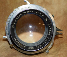 Vintage Wallensak Raptar 10" f/5.6 Telephoto Lens in Rapax Shutter Large Format