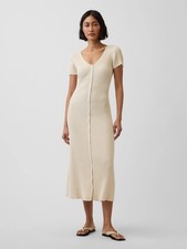 Gap-Rib Button-Front Maxi Sweater Dress