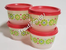 Vtg TUPPERWARE Snack Cups Set of 4 Lunch Box 4 oz Bowls Kaleidoscope Design New