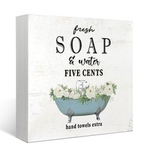 Bathroom Signs Decor,Bathroom Shelf Decor,Cute Rustic Wooden Box Plaque Sign ...