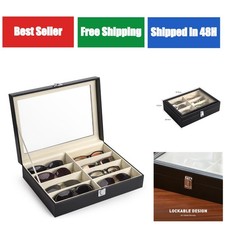 CO-Z Leather Sunglasses Organizer Case with 8 Slots - Eyewear Storage