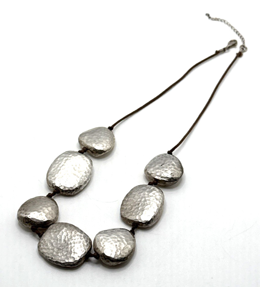 Hammered Silver Plated Bead Statement Necklace St… - image 12