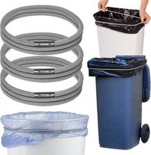 Trash Can Rubber Bands Set of 3 - Elastic Garbage Can Bands with Metal Connector