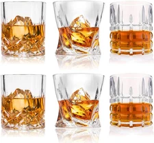 DeeCoo Whiskey Glasses-Premium 10, 11 OZ Scotch Glasses Set of 6 /Old Clear 