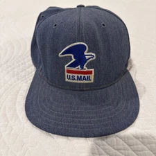 Vintage US Mail Post Office Hat Snap Back Cap Old Logo Eagle Large
