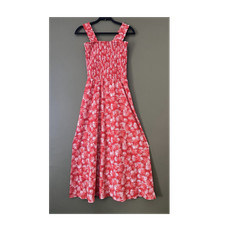 MICHAEL Michael Kors Red Floral Smocked Maxi Dress Sleeveless Women S/M