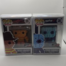 Funko Pop 8-Bit Freddy Krueger 25 Jason Voorhees 26 GameStop Exclusive Bundle