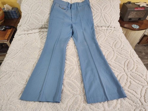 Vintage 60s 70s Bell Bottoms Levi's Panatela 36 34 Blue Disco Flares Slacks Mod