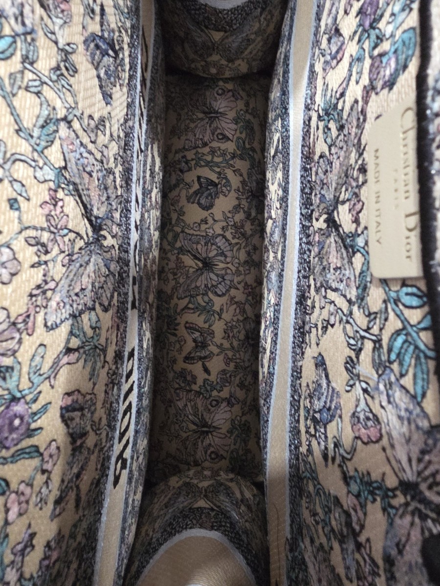 NWT Dior Large Book Tote Blue Papillon Embroidery Butterfly
