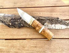 Jagdmesser, Karesuando Skinner 80, Griff karelische Maserbirke mit Hirschhorn 