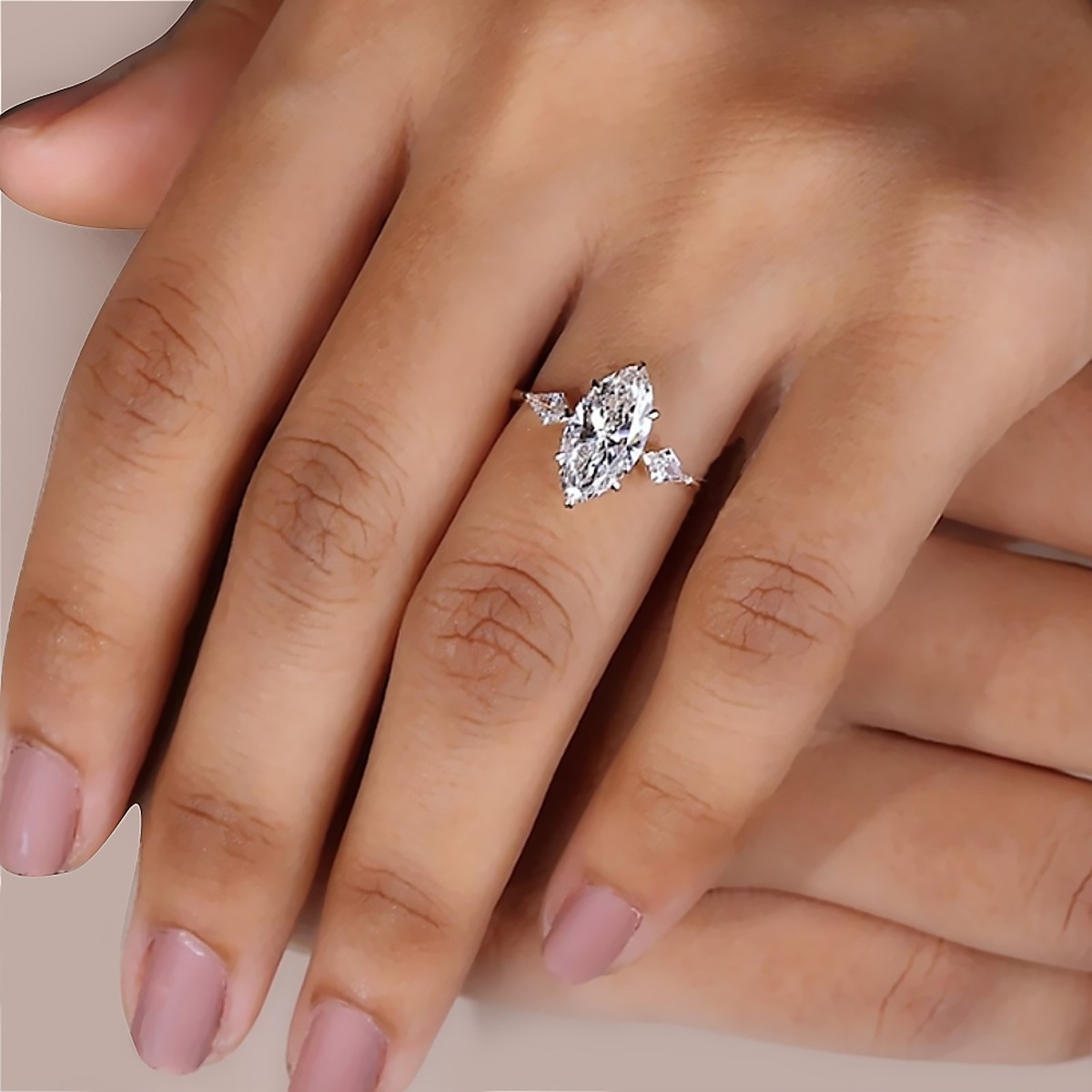 Shop Lab Grown Marquise Diamond Ring In White Gold