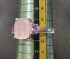 925 Sterling Silver Lavender Quartz & Amethyst Ring Size 10 Signed AN — photo 3