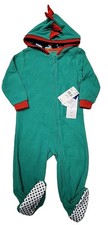 NWT Pajamarama Hooded Dinosaur Footed Fleece Pajama Sleeper, 12 Months Green