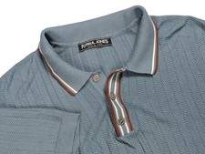PJ Paul Jones Chevron Knit Polo Shirt Men Large Contrast Trim Stretch Blue