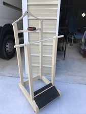 Vintage Gentlemans Valet Stand Clothes Suit Hanger Rack Wood 4ft