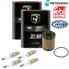 4L Petronas Selenia Abarth 10W50 SET Zündkerzen Ölfilter für Fiat 500 Abarth