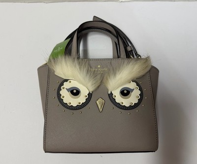 Kate Spade Star Bright Owl Mini Hadlee Cityscape Handbag Purse Gray Crossbody