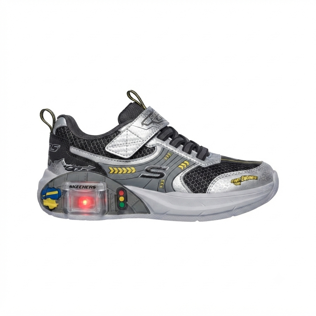 Skechers Garage Boys Light Adaptive Car Toy Storage Sneaker - Silver / Black 402