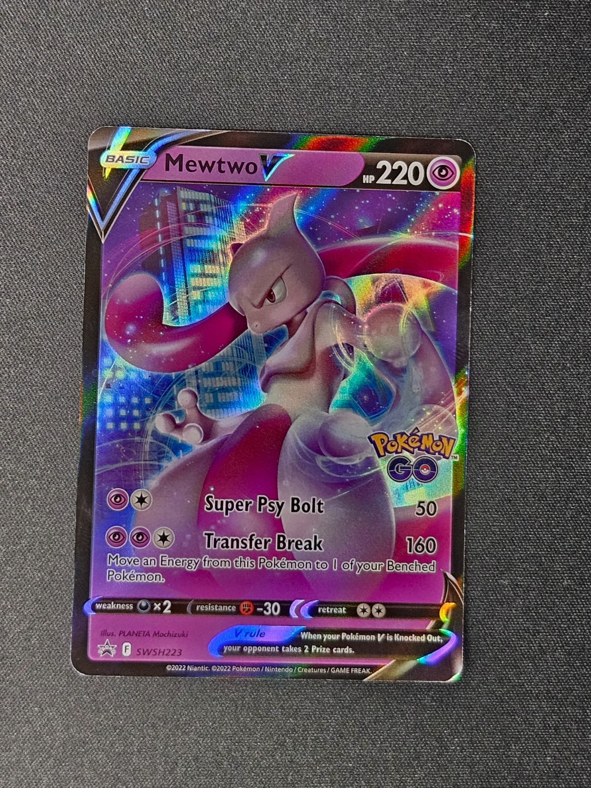 Pokemon TCG Mewtwo V SWSH223 Black Star Promo Sword & Shield Holo 2022 Card