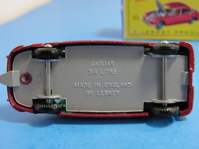Vintage Matchbox #65 A RED JAGUAR 3-8 SEDAN- mint- mint original