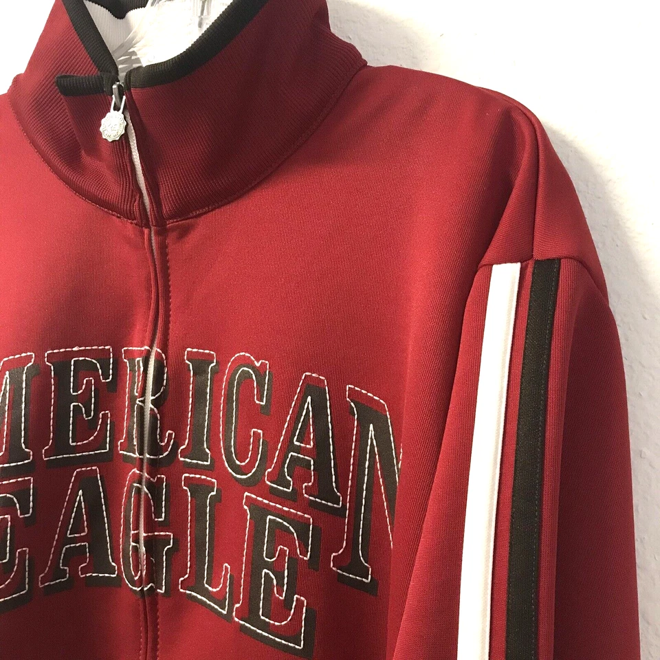 Chaqueta deportiva para hombre AMERICAN EAGLE 2XL cremallera completa logotipo deletreado rojo Foto 3 de 4
