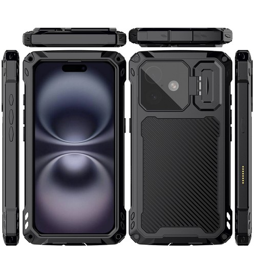 Robuste stoßfeste Metallhülle Displayschutz Glas Ständer für iPhone 14 15 16 - Bild 18 von 25