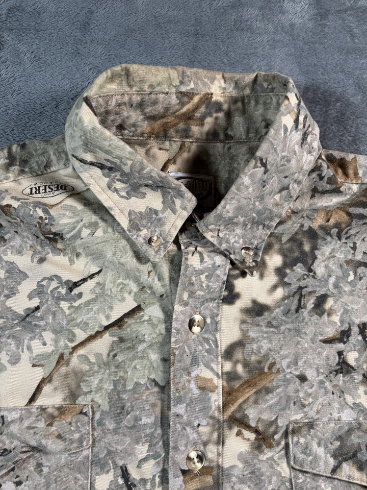 Camisa Camuflada Mesa Oculta Para Hombres L-T Sombra Desierto Manga Larga Botón U Árbol Naturaleza Foto 4 de 4