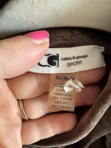 Cable & Gauge 2 Pc Sweatsuit Women Size M Brown Velour Jogger Lounge Athleisure - Picture 6 of 13