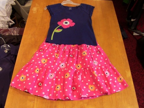 Gymboree Blooming Nautical Lot: Dot Poppy Skirt & Leggings & Appliqued Top-Sz. 8 - Picture 2 of 9