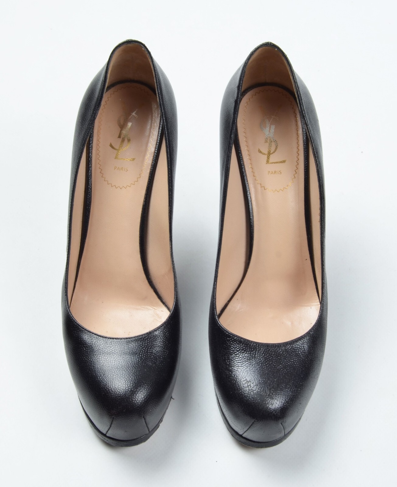 YSL Yves Saint Laurent Tribtoo décolleté plateau in pelle nera con tacco misura 40 1 2