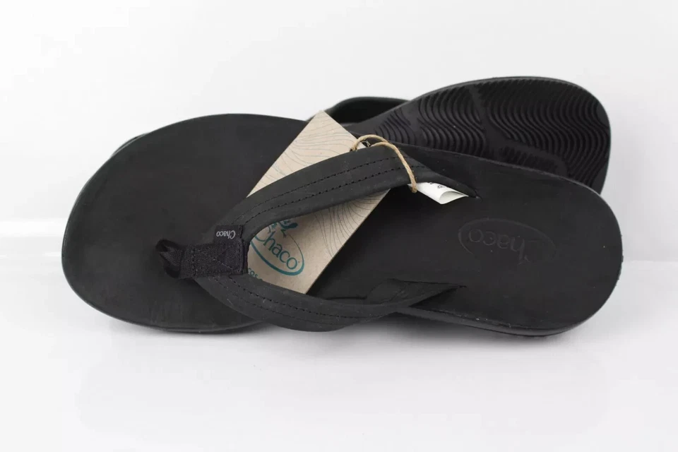 Sandalias para hombre Chaco chanclas clásicas de cuero negras JCH107831 Foto 3 de 4