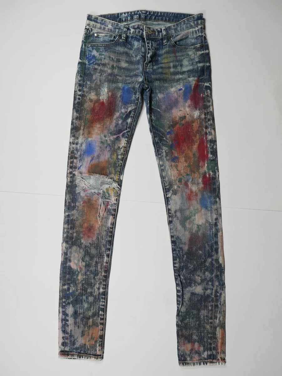 Ralph Lauren Denim Supply Pants Jeans Distressed Splatter Paint Skinny 26 34