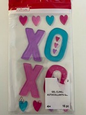 Valentine's Day Window Gel Clings hearts and XOXO Teacher Supply Decorations