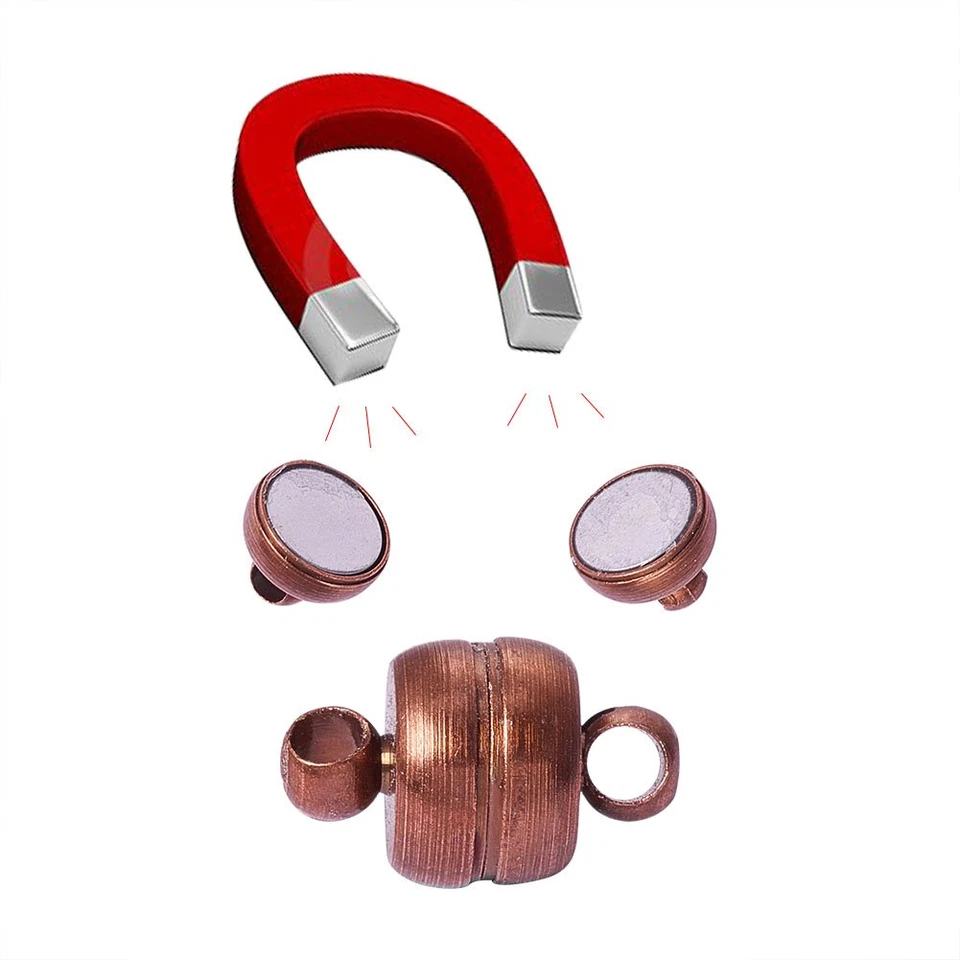 5 Sets Brass Oval Magnetic Clasps Tiny Smooth Closure Findings 1/1 Loop 11x7mm - Image 3 of 3