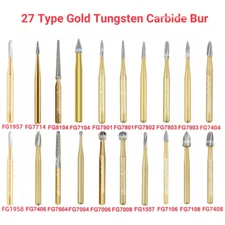 Dental Gold High Speed Tungsten Carbide Burs Trimming Finishing Friction Grip