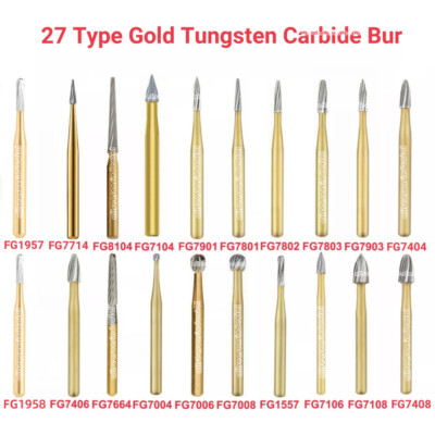 Dental Gold High Speed Tungsten Carbide Burs Trimming Finishing Friction Grip