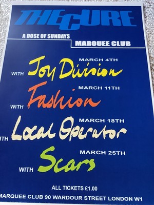 The Cure/Joy Division 1979 ''The Marquee Dose of Sundays'' A3 Reporo Gig Poster