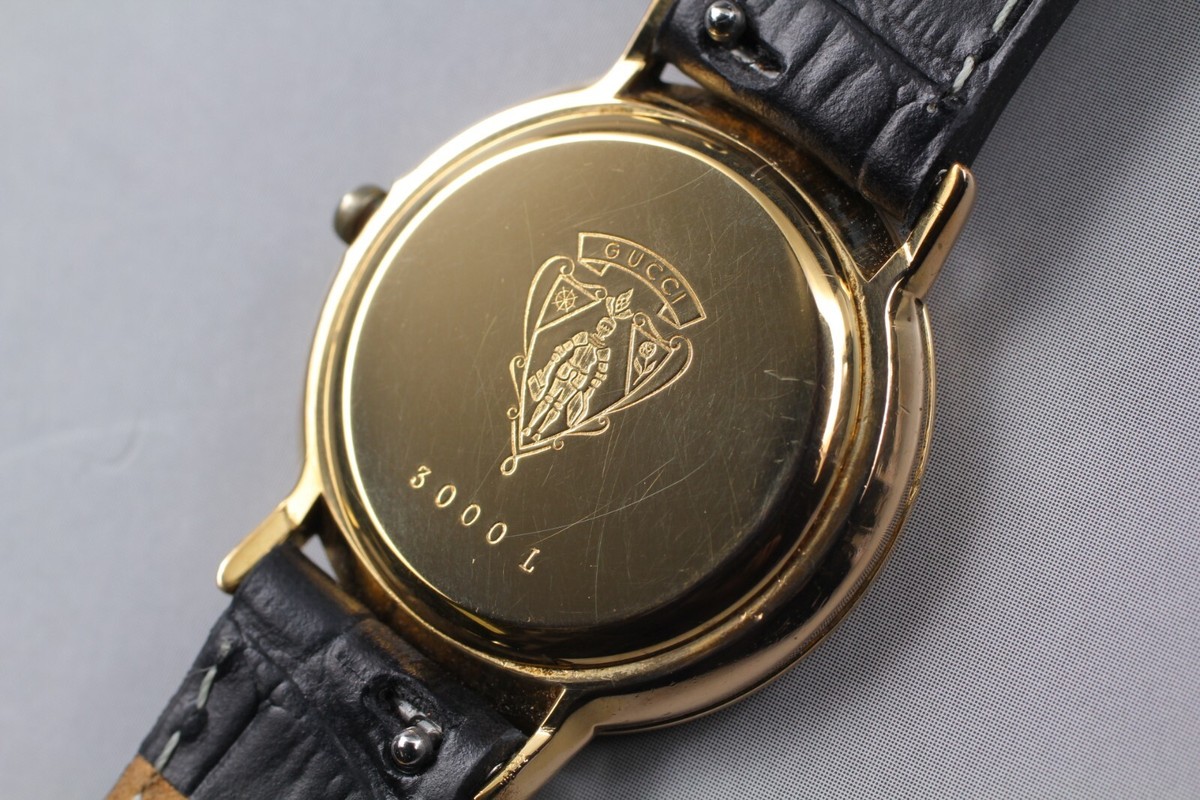 Exc+4] Vintage GUCCI 3000L Ladies Black Dial Gold Quartz