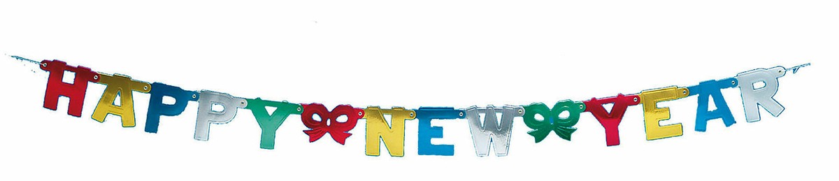 Tib Happy New Year Buchstabengirlande – 156 Cm Lang, Mehrfarbig, Für Party-Deko Zu Silvester & Feiern