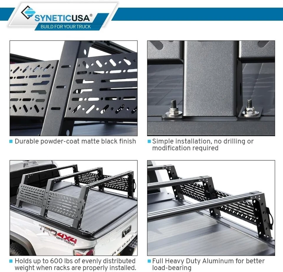 MR-Retractable Tonneau Cover +Rack For 2007-26 Tundra 5.6ft bed w/o Deck Rails - Imagem 4 de 4