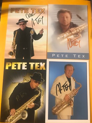 4 autographs of Pete Tex saxophone music 4 different autographed motifs XYZ