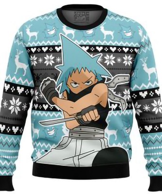 Christmas Black Star Soul Eater Ugly Christmas Sweater, Anime Holiday Xmas Gift