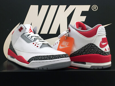 DS 2022 NIKE AIR JORDAN 3 RETRO UK8 EU42,5 FIRE RED III BRED 88 1 4 5 11 OG RARE