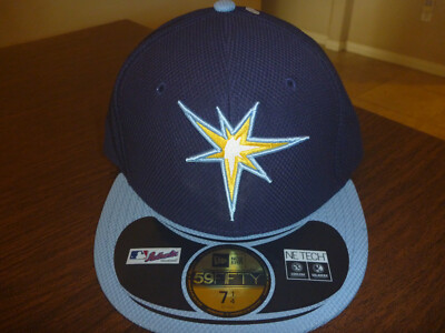 TAMPA BAY RAYS NEW ERA 59FIFTY ON FIELD DIAMOND ERA BLUE FITTED HAT SIZE 7 1/4