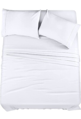Utopia Bed Sheet Set- 4 Piece Queen Bedding Soft Brushed Microfiber Fabric-White