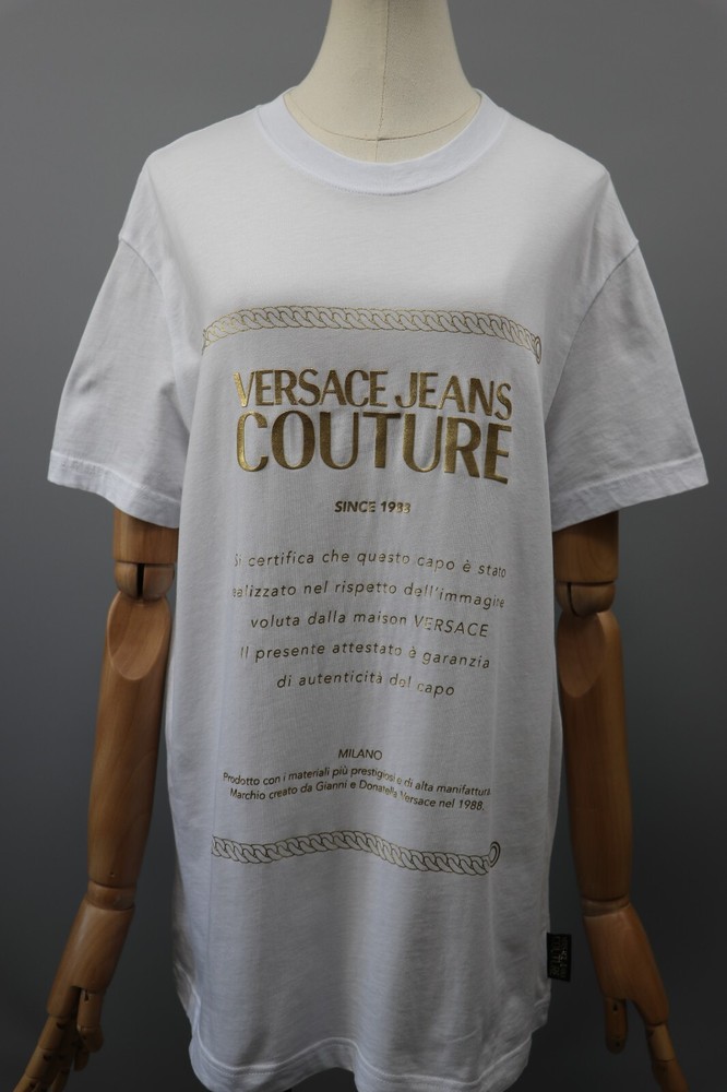 Versace Jeans Couture Gold Logo White Cotton Women’s T-Shirt Sz M