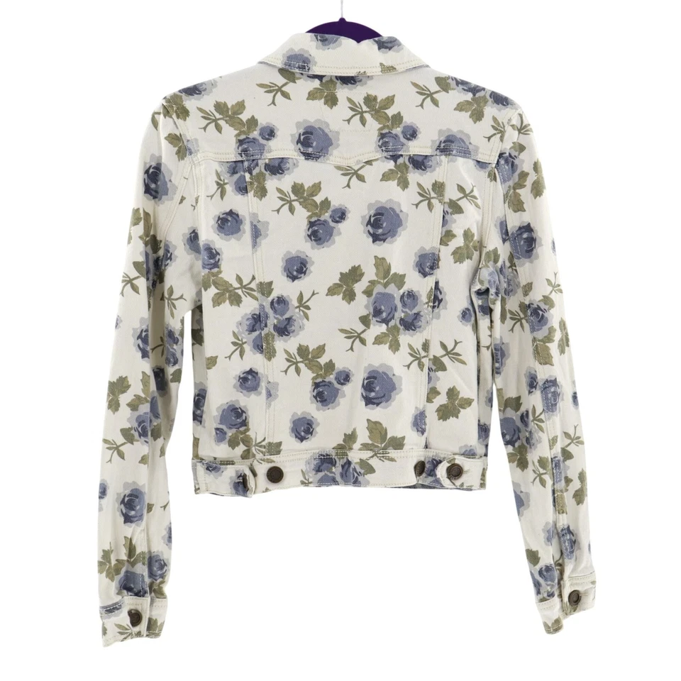 Chaqueta vaquera floral Hot Kiss para mujer M blanca camionera abuela bohemia jardín fiesta Foto 2 de 4